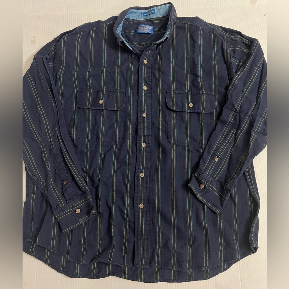 Pendleton Navy Striped Casual Button Down Shirt
